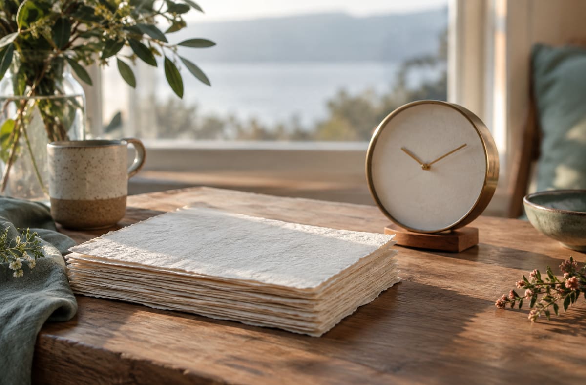Paper meets Clocks in a tactile year 1 anniversary still life