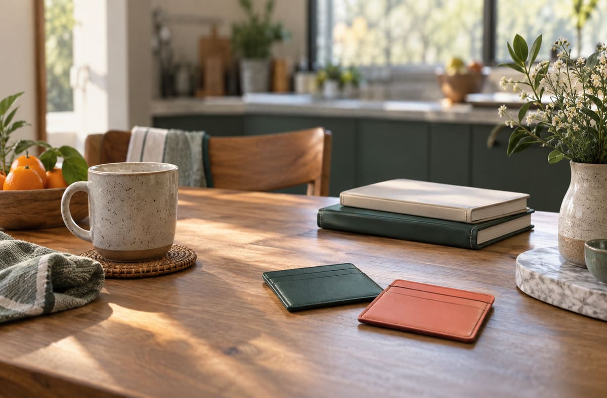Blank first year notebooks frame first year decisions beside calm household objects